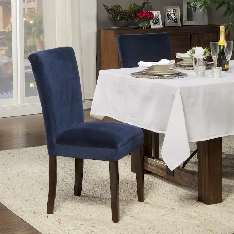 Classic Dark Navy Blue Velvet Parsons Dining Chair