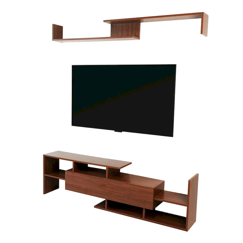 Surrey 60.2  2 Pc 1-Drawer Floating TV Stand Media Console with Open Shelves