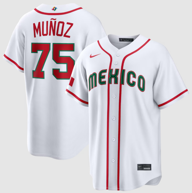 Mexico Baseball Andrés Muñoz White 2026 World Baseball Classic Home Stadium Jersey