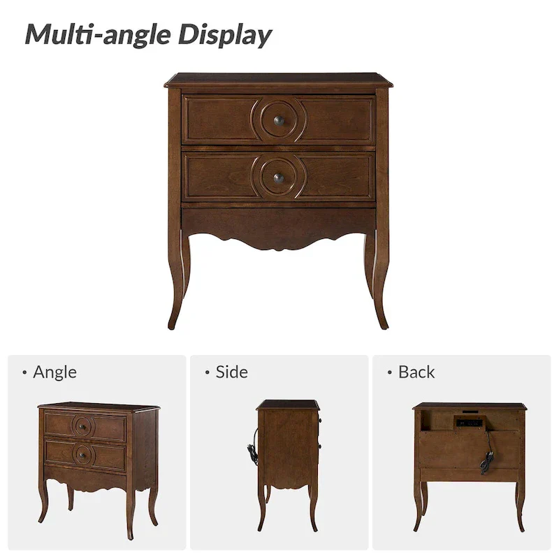 White 2-Drawer Storage Cabinet with Shelf