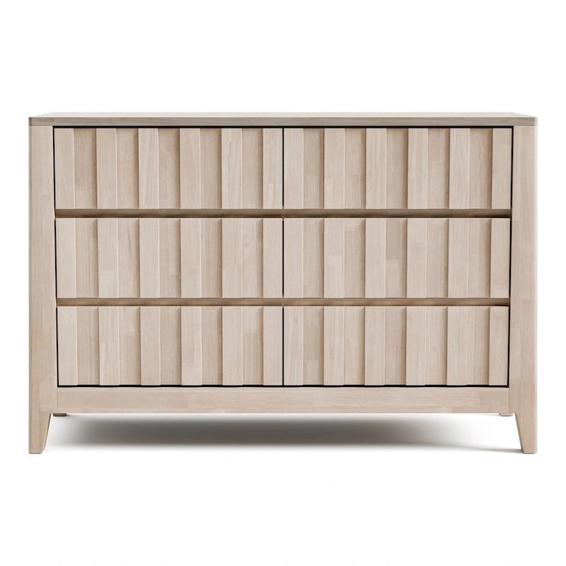 Furniture of America Seren Mid-Century Modern Off-White Solid Wood 6-Drawer Double Dresser