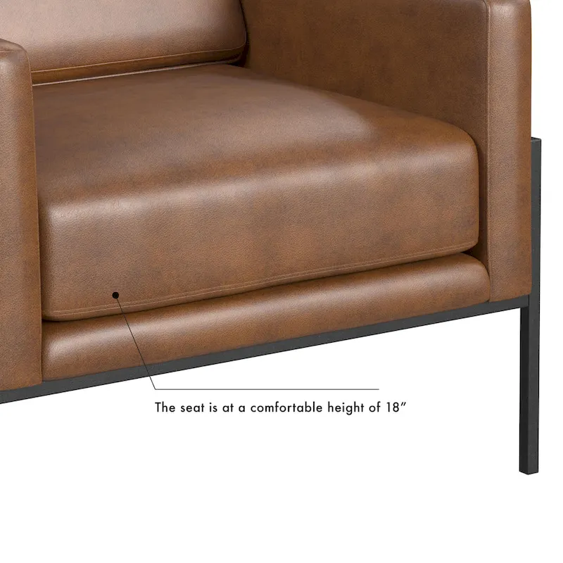 Modern Upholstered Club Chair, Camel/Grey/Blue/Brown, Metal Frame, Single