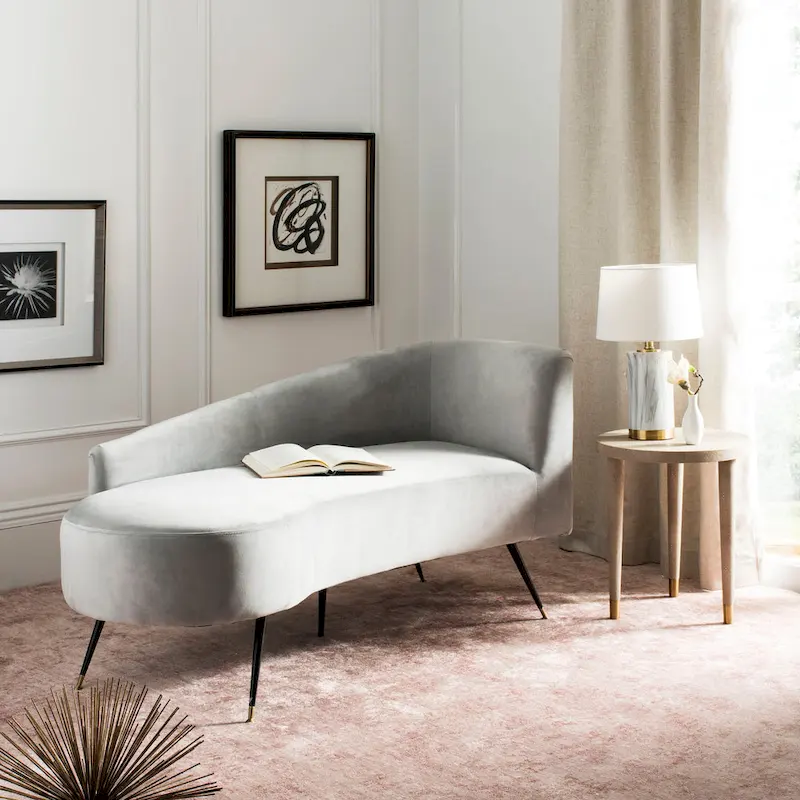 SAFAVIEH Helgrit Black/Gold Velvet Retro Glam Settee - 57.5  W x 27  D x 28  H - 58Wx27Dx28H