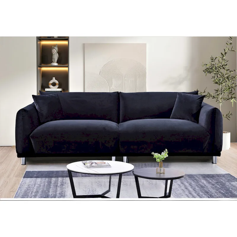 Velvet Sofa with Metal Legs