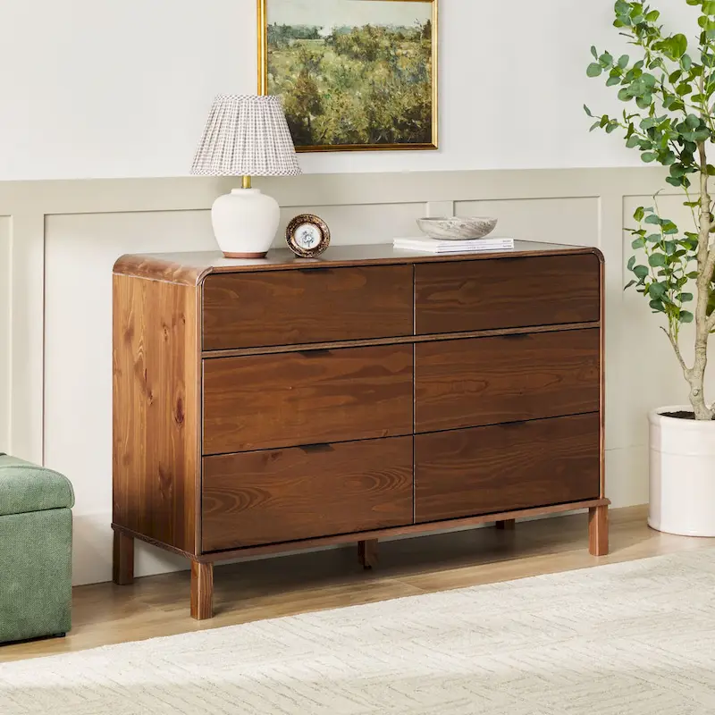 Middlebrook Curved Top Solid Wood 6-Drawer Dresser
