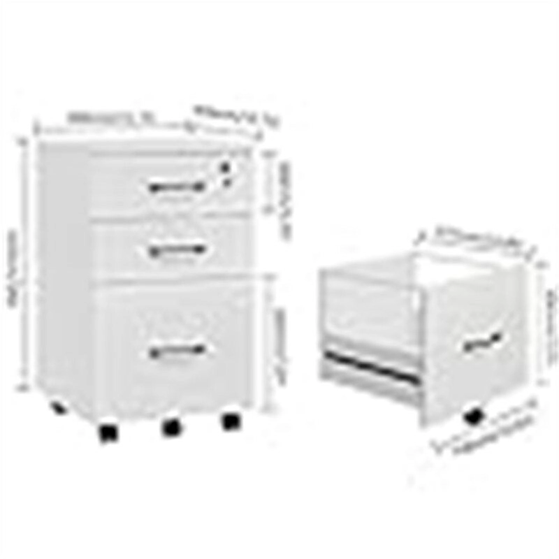 3 Drawer Wood Mobile File Cabinet - 26.5 D x 18.6 W x 6.9 H