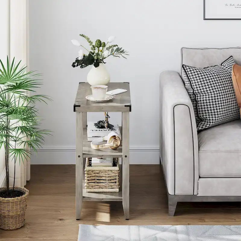 Farmhouse End Table 3 Tier Rustic Side Table