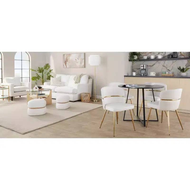 LumiSource Cinch Pouf Ottoman Natural Fabric