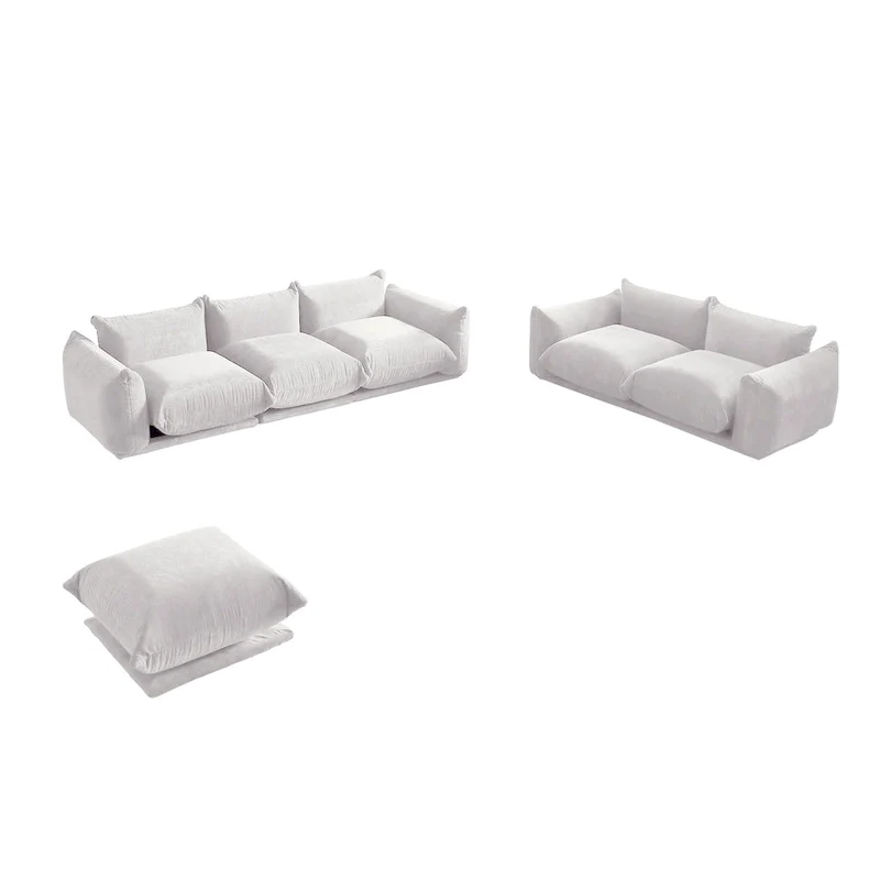 Chenille Fabric Modular Sectional Sofa Set with Ottoman