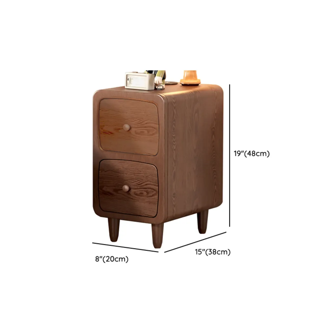 Modern Wood Small Nightstand Open Shelf and Drawer