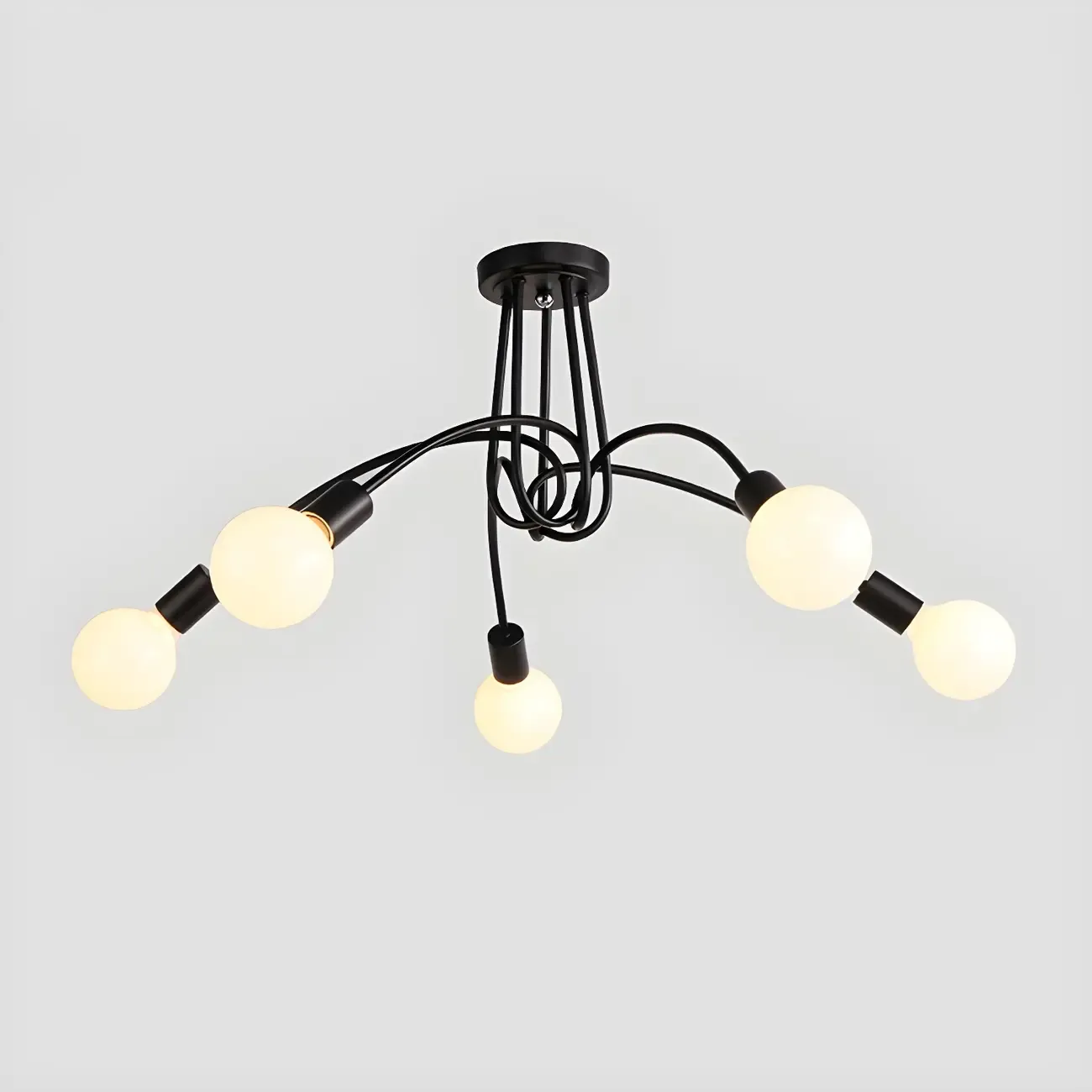 Industrial Linear Sputnik Semi Flush LED Ceiling Light