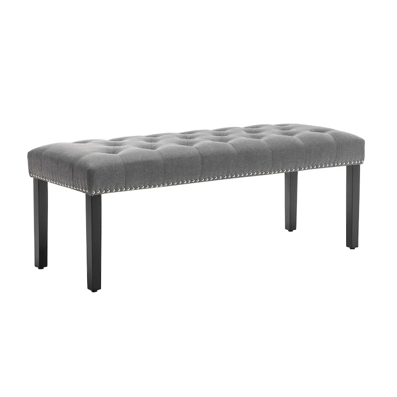 Fabric Upholstered Accent Bench with Rubberwood Legs