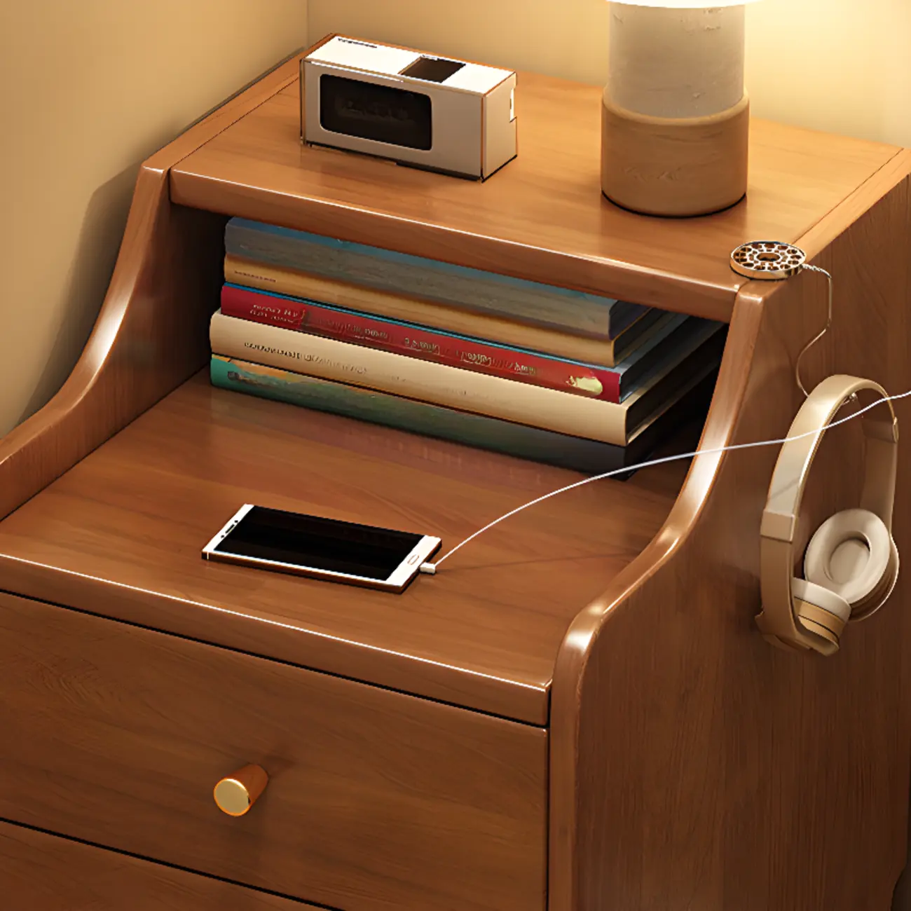 Classic Premium Wood 2 Drawers  Bedside Cabinet Nightstand