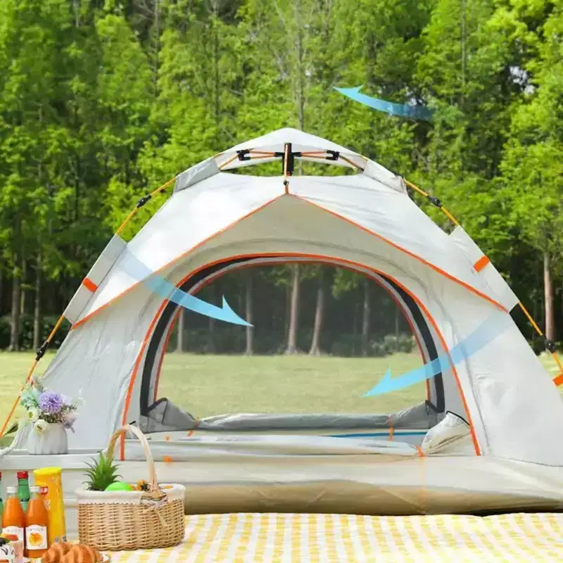 NAYSAYE All Weather Outdoor Tent with Automatic Pop Up and Mosquito Mesh for Easy Setup and Protection, White, 82.67*78.74*53.15