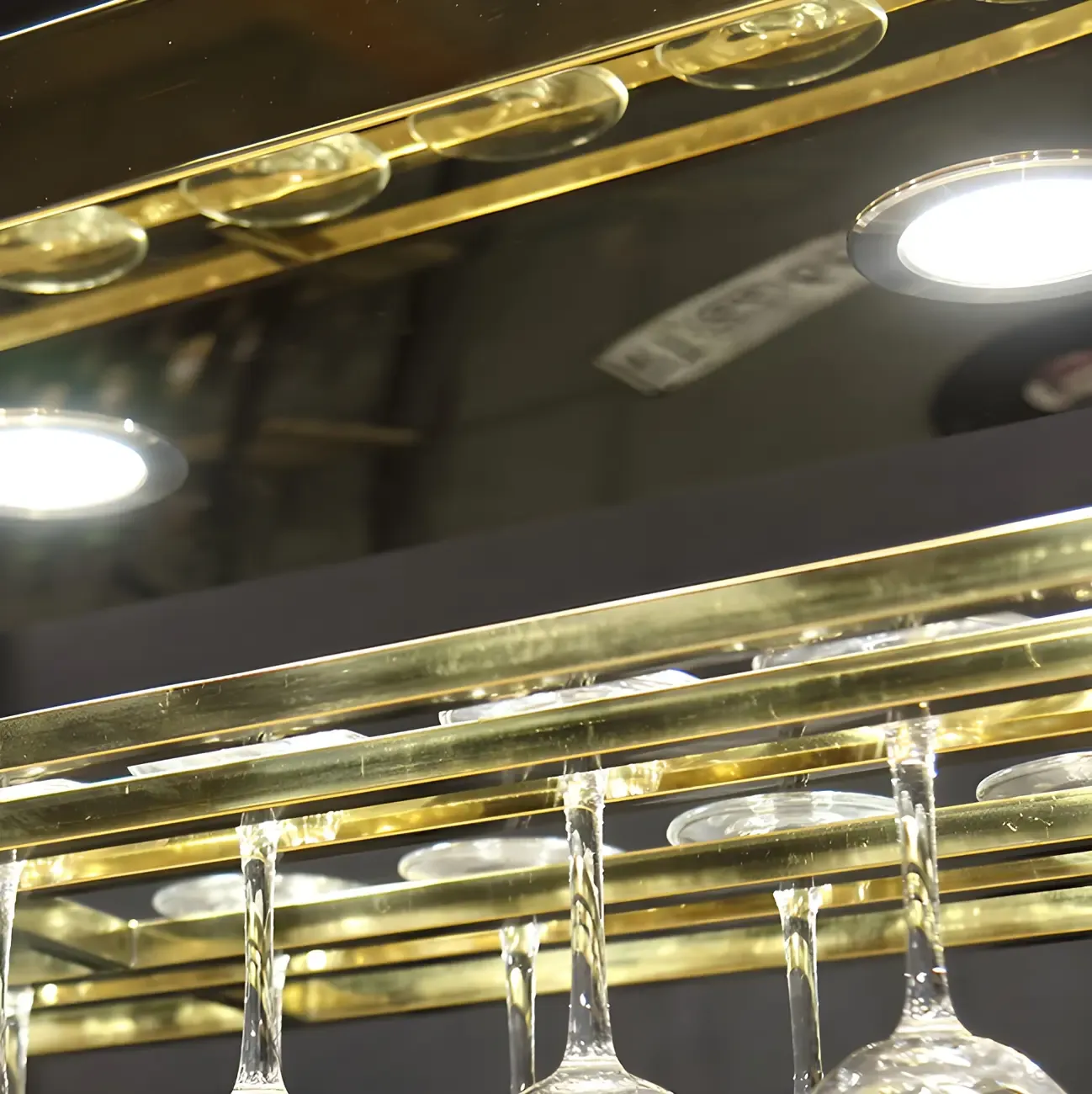 Glam Gold Metal Hanging Wine Glass Rack