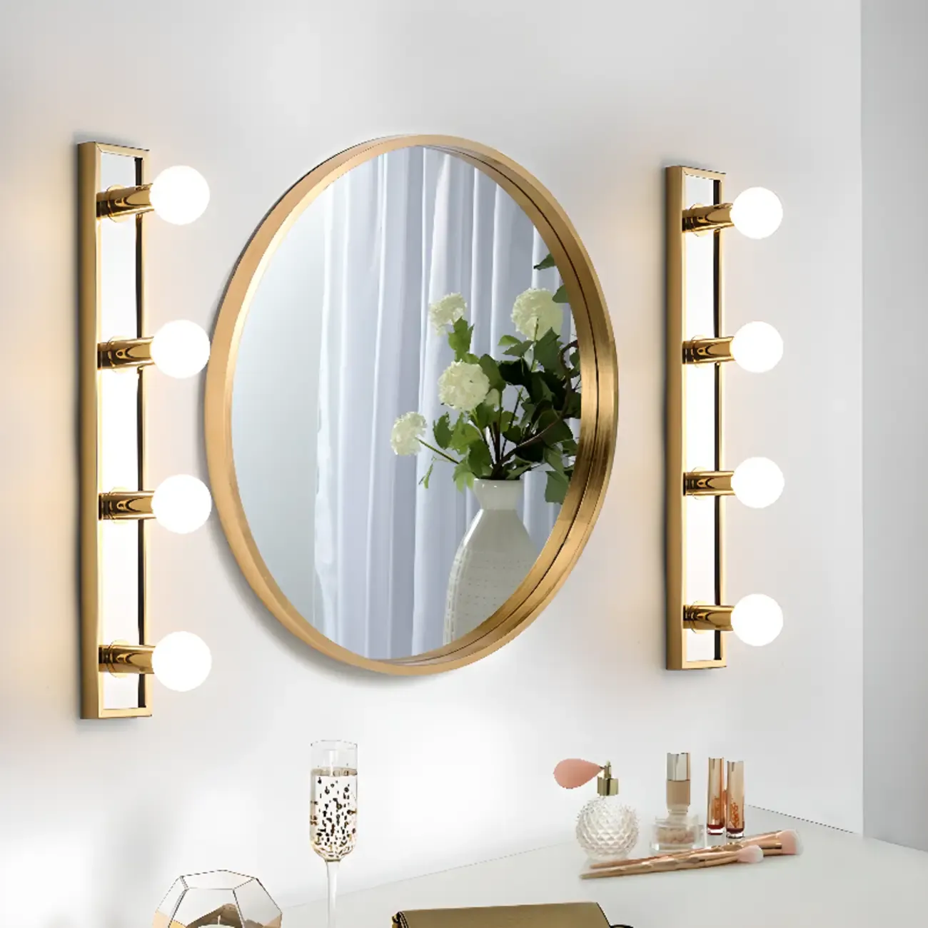 Gold Modern Steel Multi-Bulb Bathroom Light Fixture