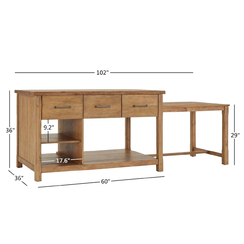 Tali Reclaimed Look Extendable Kitchen Island by iNSPIRE Q Classic