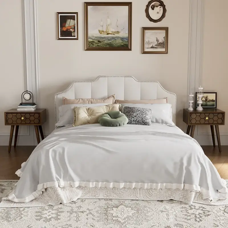 COSIEST Mid-Century Modern Nightstands with Drawer (Set of 2)