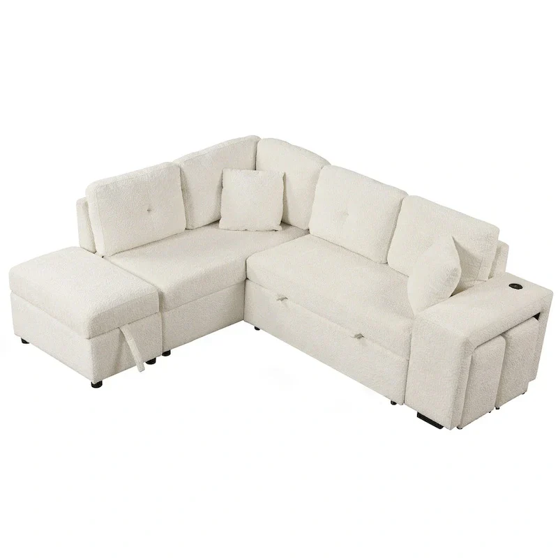 87.7 Convertible Sectional Pull Out Sofa Bed