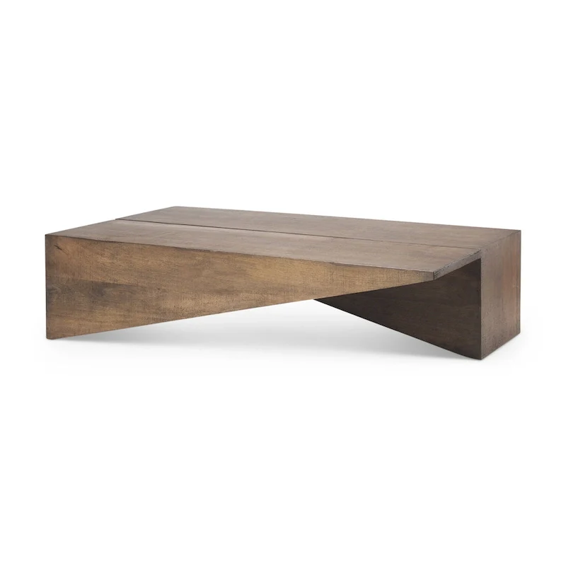 Medium Brown Solid Wood Angular Coffee Table - 58.5L x 19W x 19H