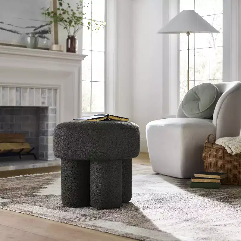 Boucle Fully Upholstered Accent Ottoman Stool - Threshold