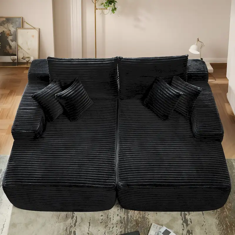 Long Plush Double Chaise Sofa