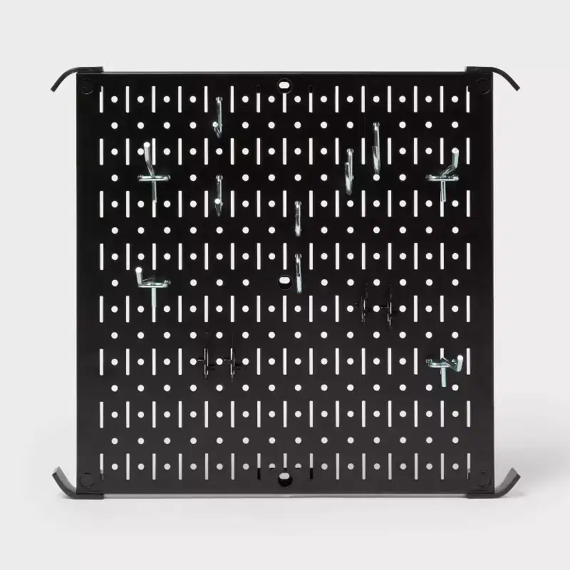 16" Square Metal Pegboard - Brightroom™: Wall & Garage Storage Organizer, Carbon Steel, Black, 100 lb Capacity