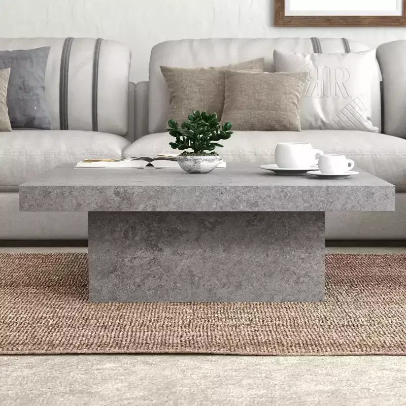 Galano Block Coffee Table in Manufactured Wood  35.4 W x 35.4 D x 12.2 H