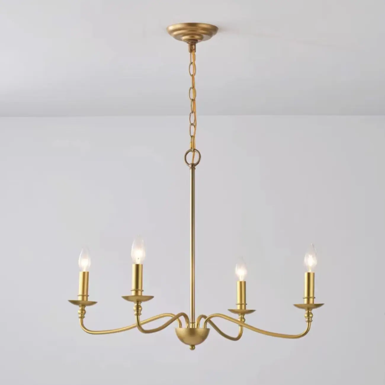 Simple Linear Gold Metal Candelabra Chandelier