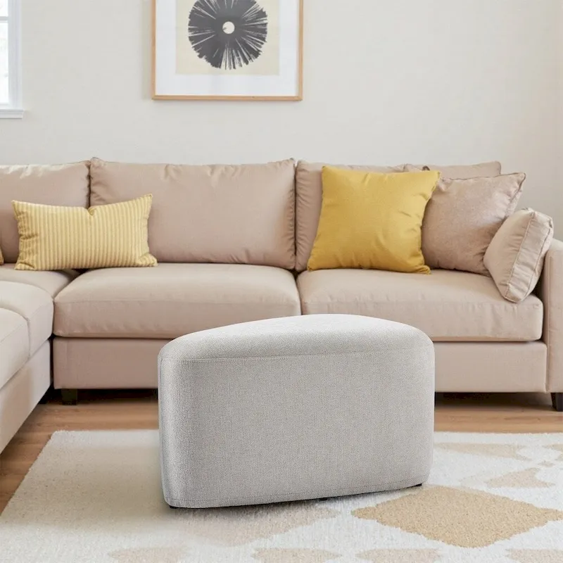 Triangular Chenille Fabric Pouf Ottoman