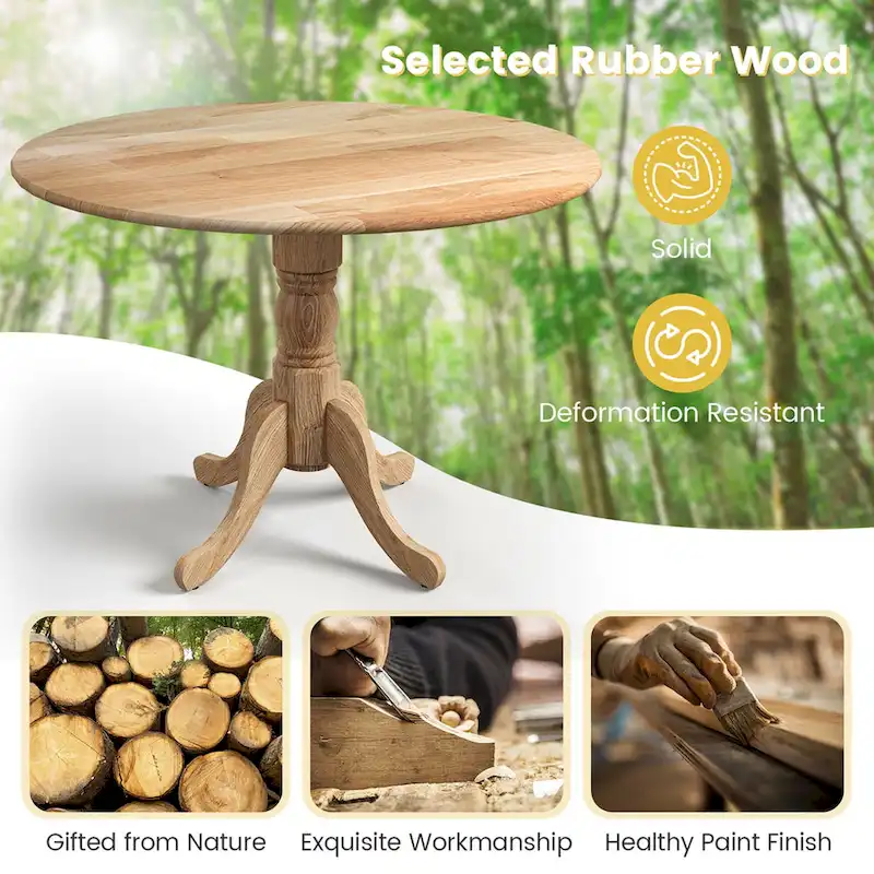 Costway Rustic Dining Table Wooden Dining Table with Round Tabletop & - See Details