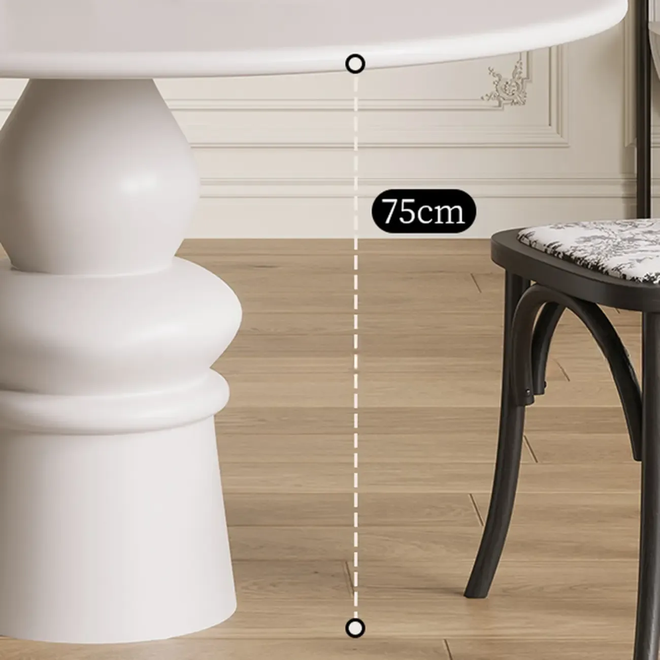 Casual White Pedestal Wood Round Dining Table