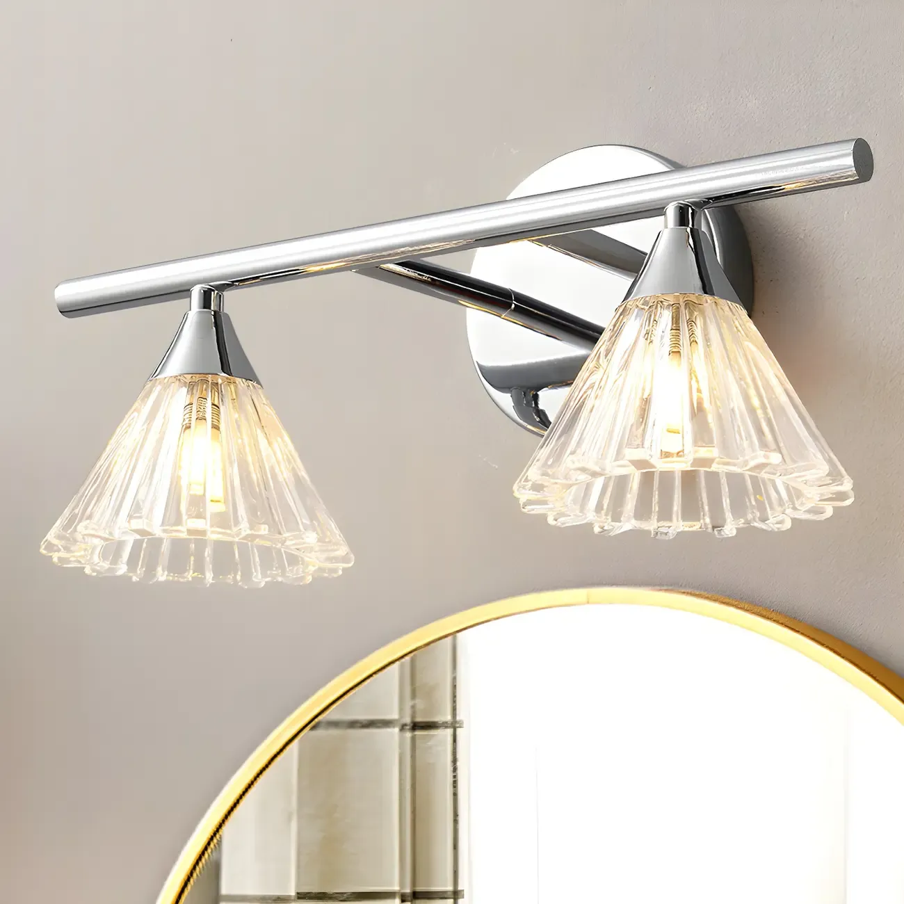 Modern Bell Glass Silver Bathroom Vanity Light