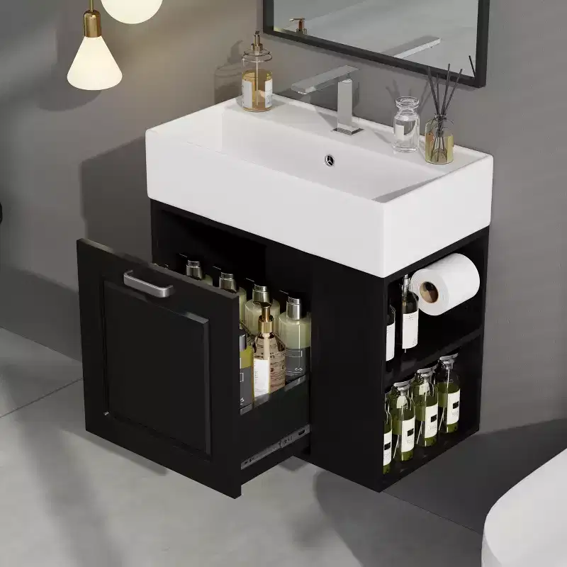 21.8 Wall Bathroom Cabinet with Sink, Bathroom storage Cabinet with Drawers, Single Sink Bathroom Vanity with Adjustable Shelf
