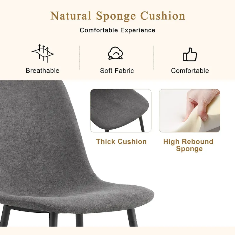 Modern Dining Set with Rectangular Black A-Frame Table & Round Backrest Chairs