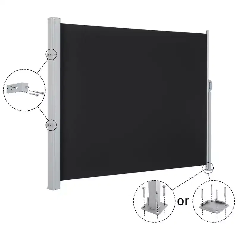 Yescom 120x63 Retractable Outdoor Side Awning Black
