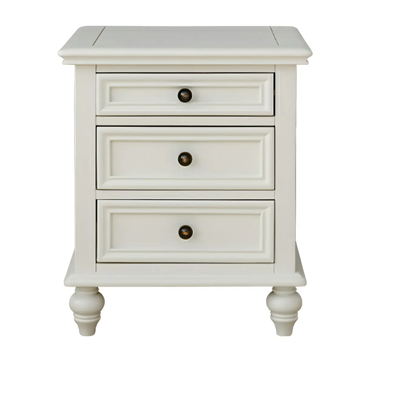 Compact Dark Walnut 3-Drawer Wood Nightstand