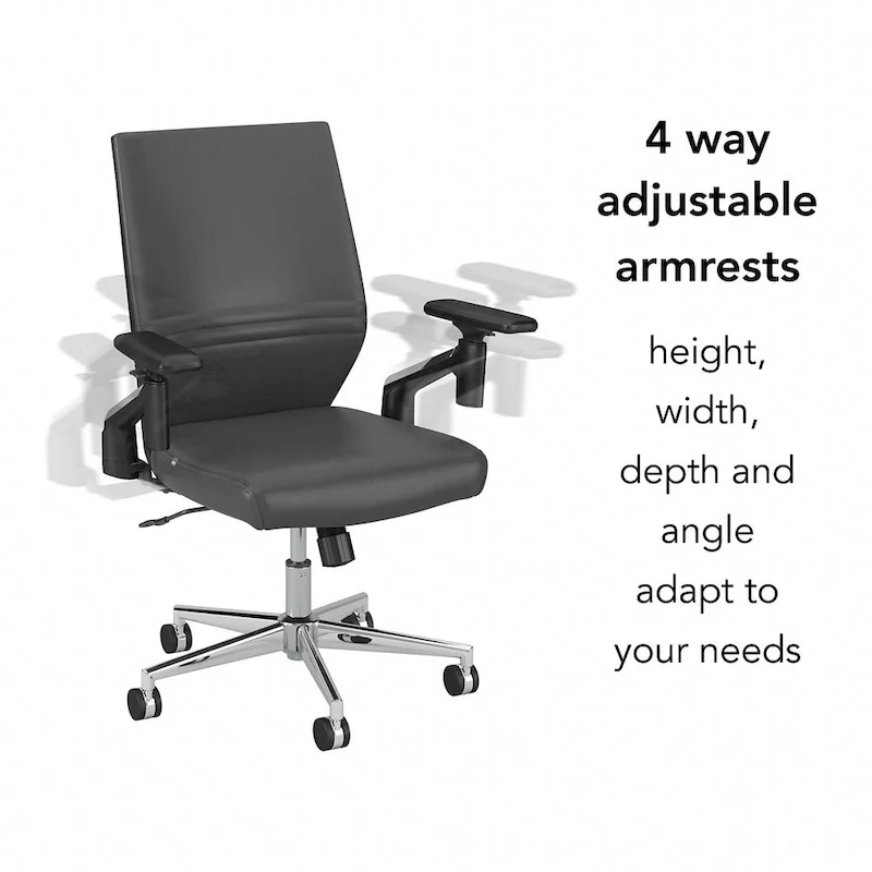 Cabot Mid Back Leather Office Chair by Bush Furniture