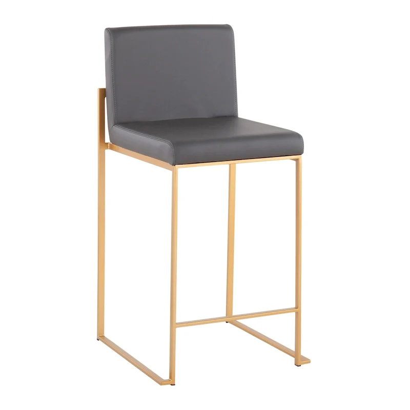 Black/Grey/White High Back Upholstered Counter Stool, Set of 2, 1-Person