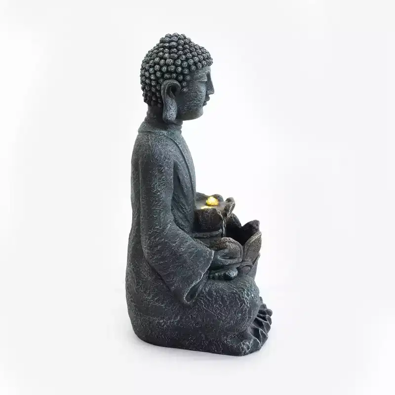 GDFStudio Noel Zen-Style 28 2-Tier Meditating Buddha Water Fountain with Pump