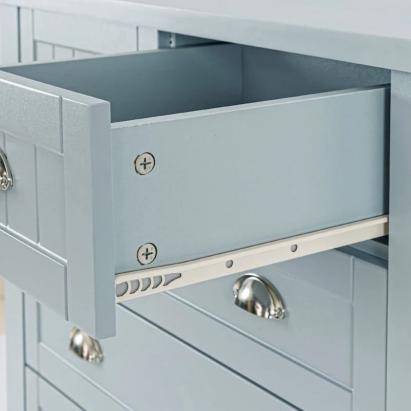 Modern Drawer Dresser with Solid Wood Frame and Retro Shell Handle