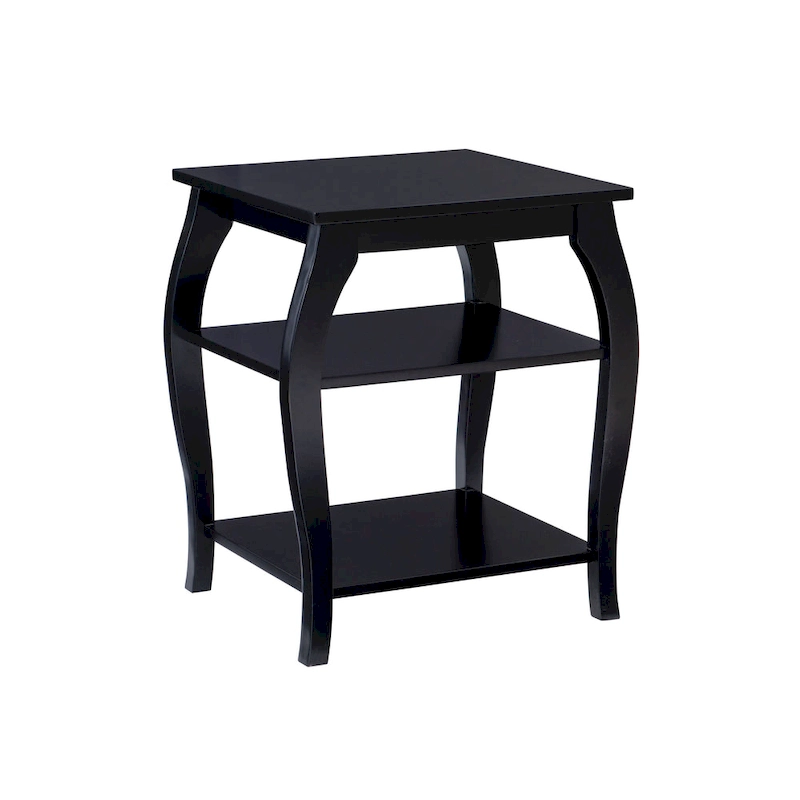 Ingrid Wood Farmhouse Side Table with 2 Shelves