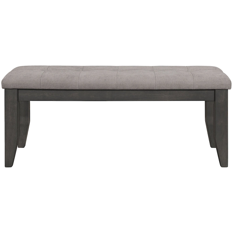Trendy Wood and Grey Tufted Upholstered Dining Bench