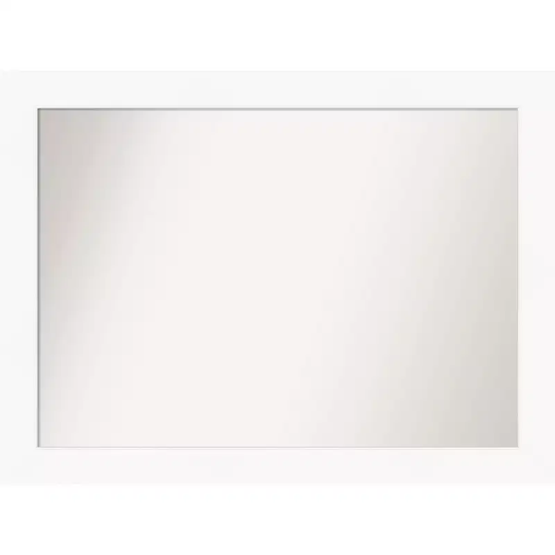 44" x 33" Non-Beveled Cabinet Bathroom Wall Mirror White - Amanti Art: Modern Rectangle, Includes Mounting Hardware