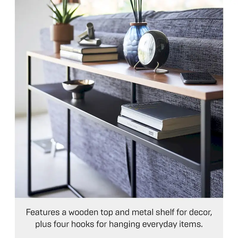 Yamazaki Home Long Console Table - Two Styles, Steel, Shelf, Holds 11 lbs - L 8.07 x W 49.61 x H 25.59 inches