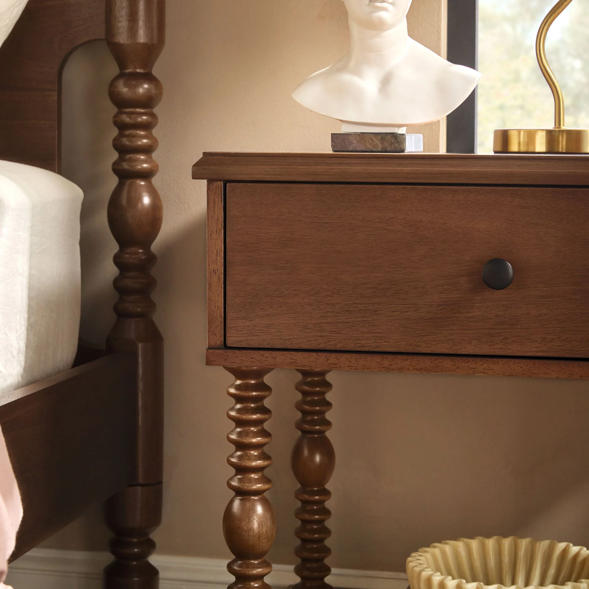 Traditional Vivienne Easy Assembly Solid Wood Nightstand