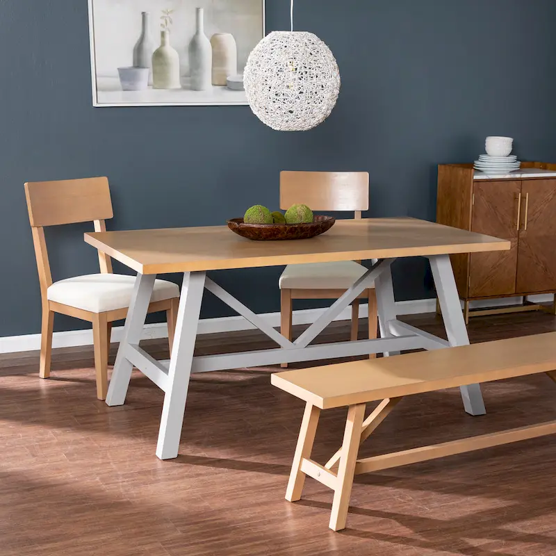 Modern Farmhouse Natural/ Gray Wood Dining Table