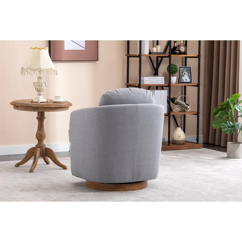 Light Blue Upholstered Swivel Accent Chair - Single Seat