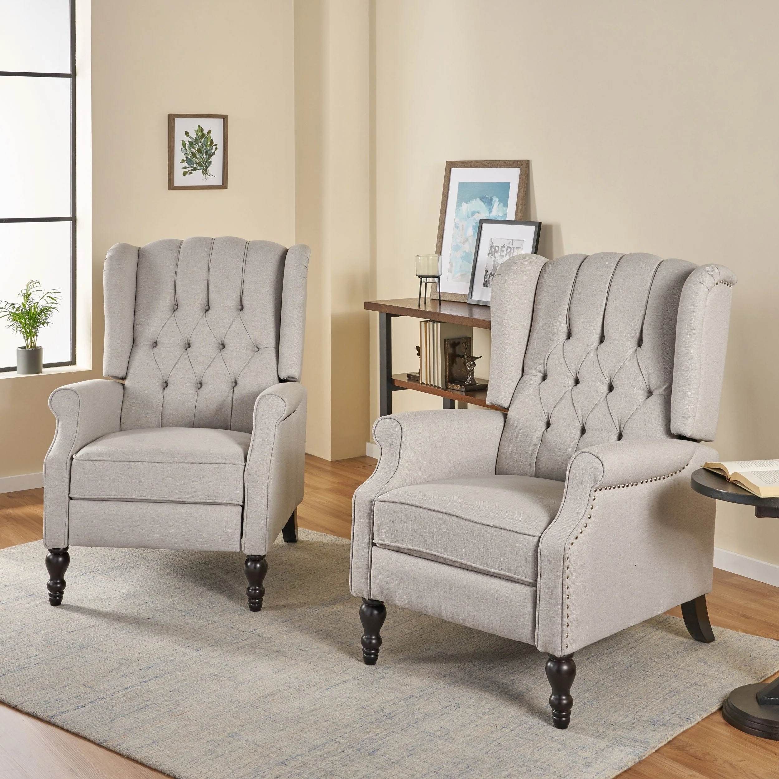 Walter Tufted Fabric Recliners (Set of 2) by Christopher Knight Home
