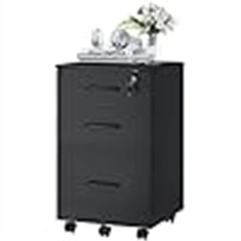 3 Drawer Wood Mobile File Cabinet - 26.5D x 18.6W x 6.9H